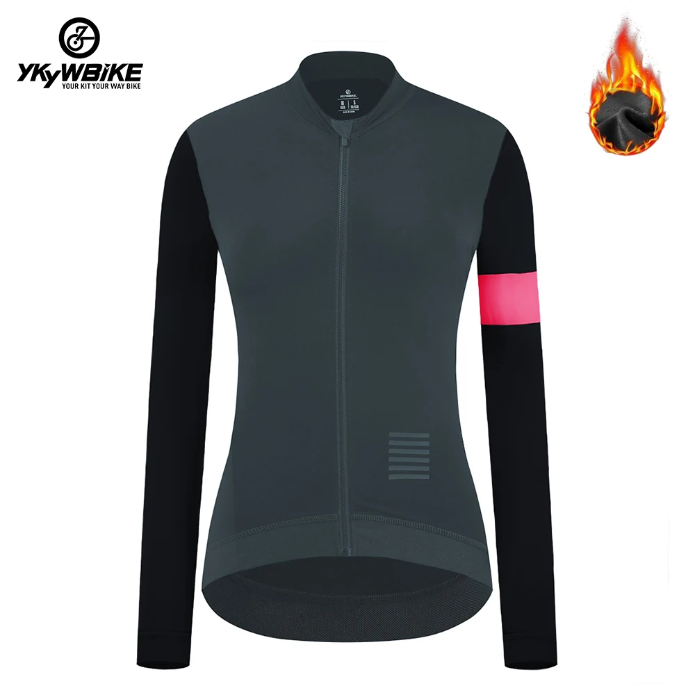 YKYWBIKE Winter Fleece Warm Cycling Clothing Women\'s Long Sleeve Top Road Cycling Jacket Jersey