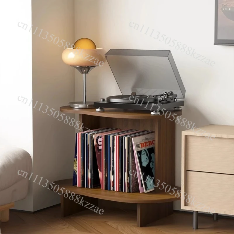 Industrial Corner Media Tower Space-Saving Vinyl Record Display Stand Storage CD Rack Floor Cabinet for Living Room Decor