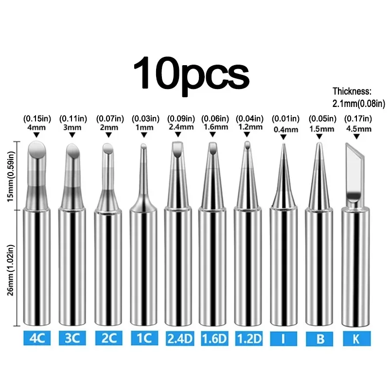 3/13pcs Soldering Iron Tip Pure Copper 900M Soldering Iron Head Set Inside Hot Bare Copper Electric Soldering Iron Welding Tools