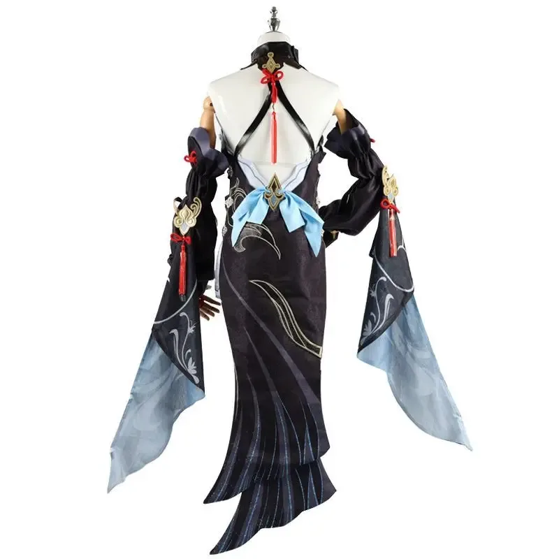 متوفر في المخزون Shenhe فانوس طقوس تأثيري حلي أنيمي لعبة Genshin تأثير شين هو شعر مستعار تأثيري حفلة الهالوين الزي للنساء