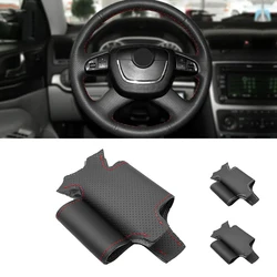 For Skoda Octavia Superb Yeti 2009-2013 Fabia Roomster Citigo 2011 2012 Braids on Car Steering Wheel Perforated Leather Cover