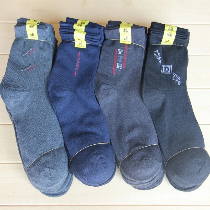 Calcetines deportivos de algodón a rayas para hombre, medias gruesas de tubo medio, 5 pares, alta calidad, Otoño e Invierno