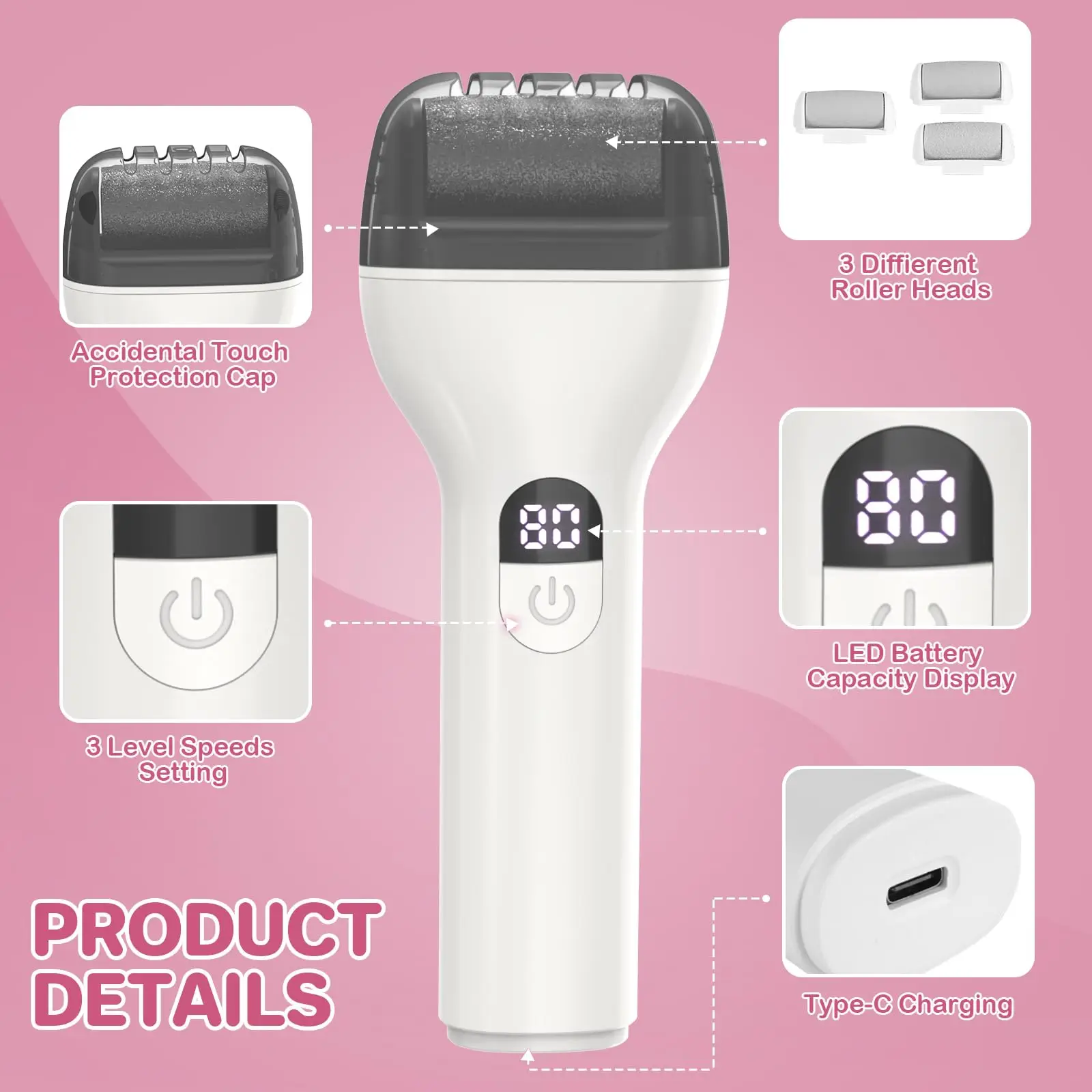 Electric Foot Callus Remover Home Pedicure Grinding Tool Dead Skin Corn Scraper Exfoliating Pumice Stone Foot Care Beauty Tool