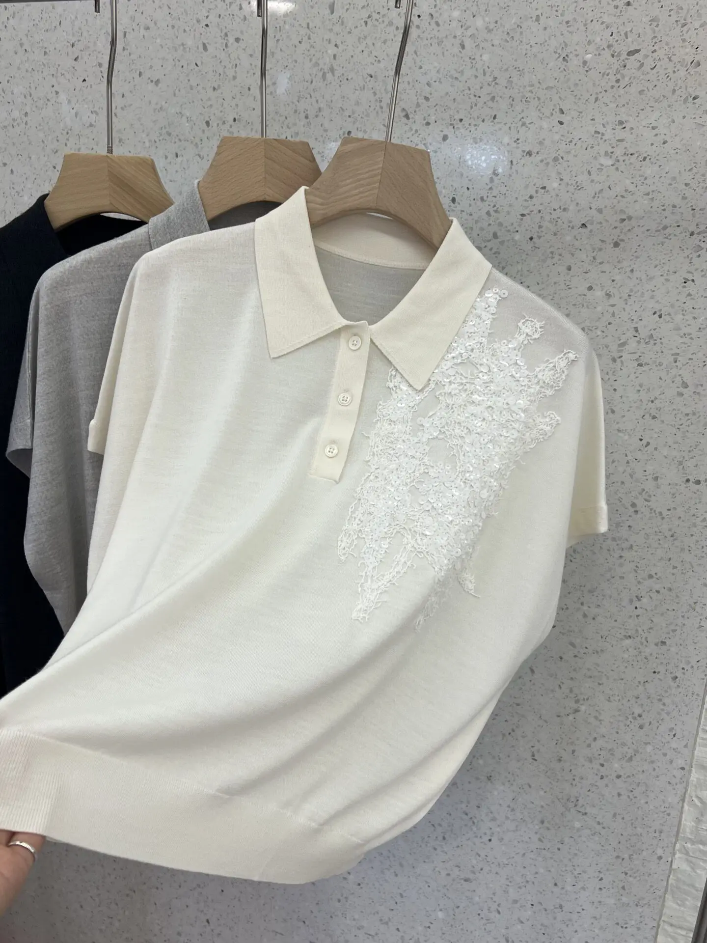 

New Spring/Summer Women'S Collared Silk Wool Knit Sweater: Stylish, Versatile, And Elegant