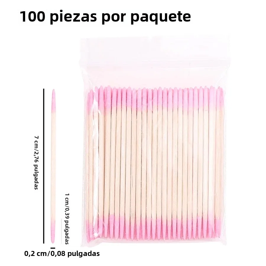 100 piezas de hisopos de algodón de doble punta con puntas finas para arte de uñas, maquillaje, corrección de delineador, herramientas de belleza 6