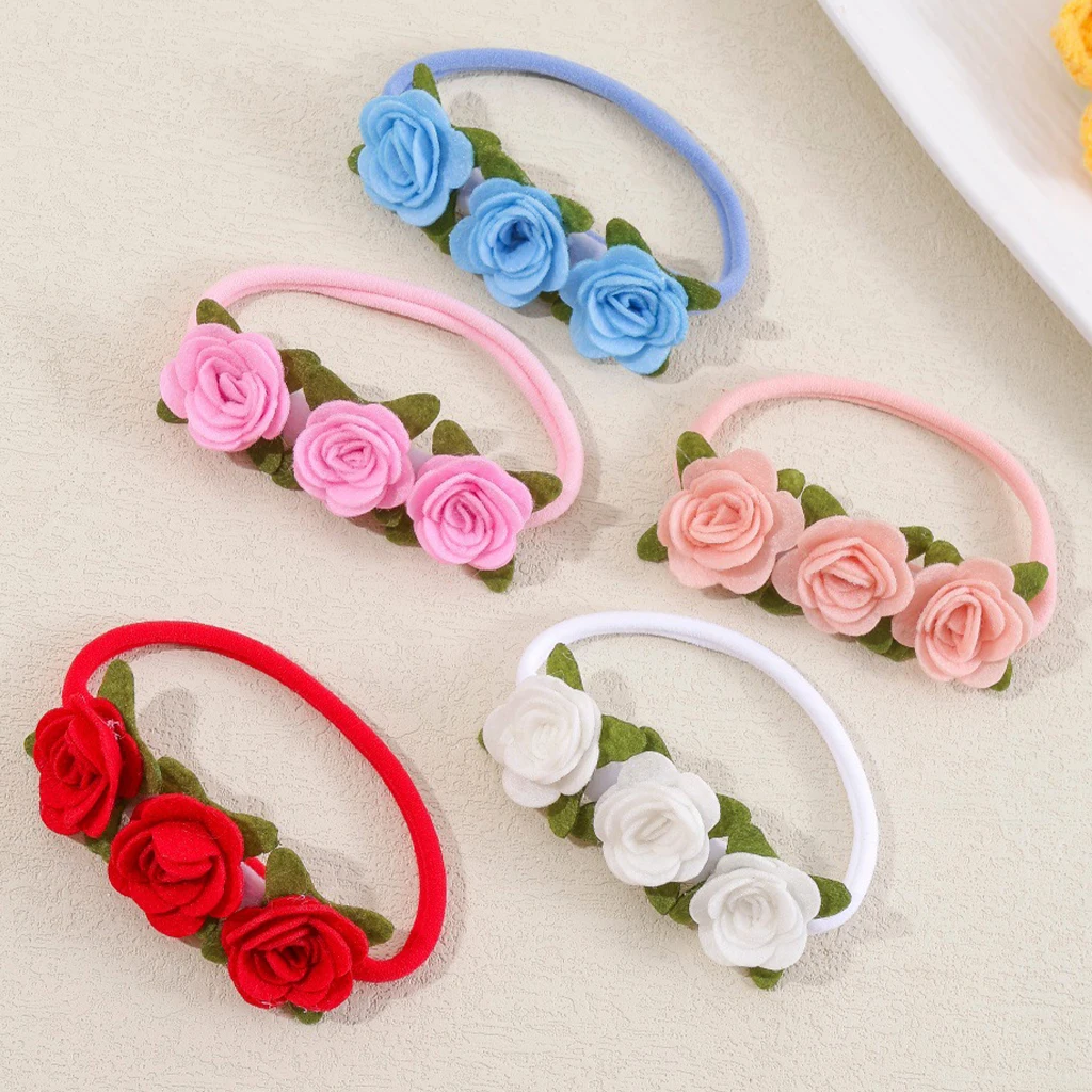 1pc Rose Flower Baby Nylon Headbands, Babies Girls Hair Bands Kids Mini Ins Photography Props Kids Fashion Headwear