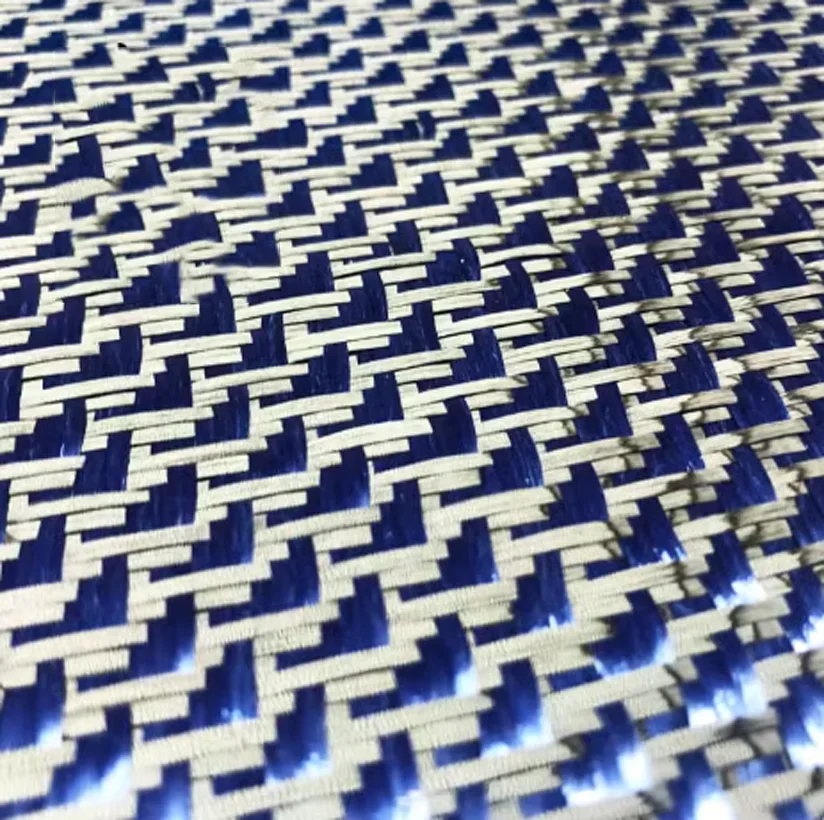 

Kafu Kevlar Carbon Blue Aramid Fiber Blended Woven Fabric Aircraft Jacquard Pattern Parts Modified DIY Surface Decorative Fabric