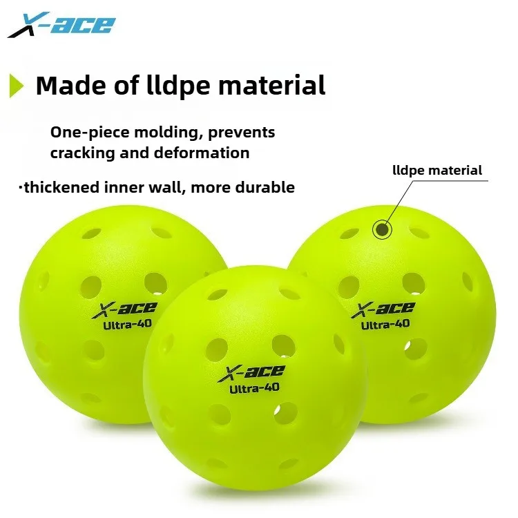 X-ace Ultra 40 Pickleball,Featuring a Green High-Visibility Seamless Rotomolded Design for Professional Competition and Training