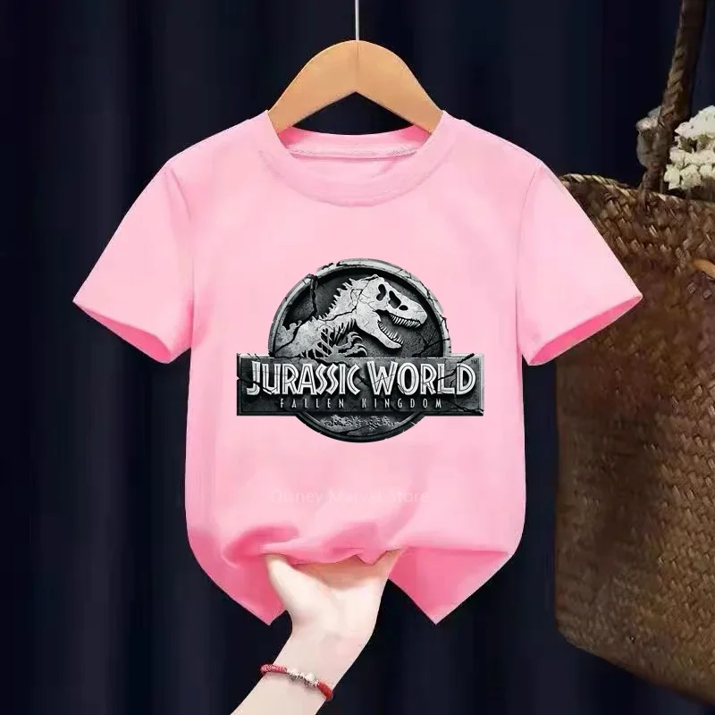 Letnie T-shirty z nadrukiem w parku jurajskim świat jurajski chłopców dinozaurów dziewczęce modne T-Shirt dla chłopców