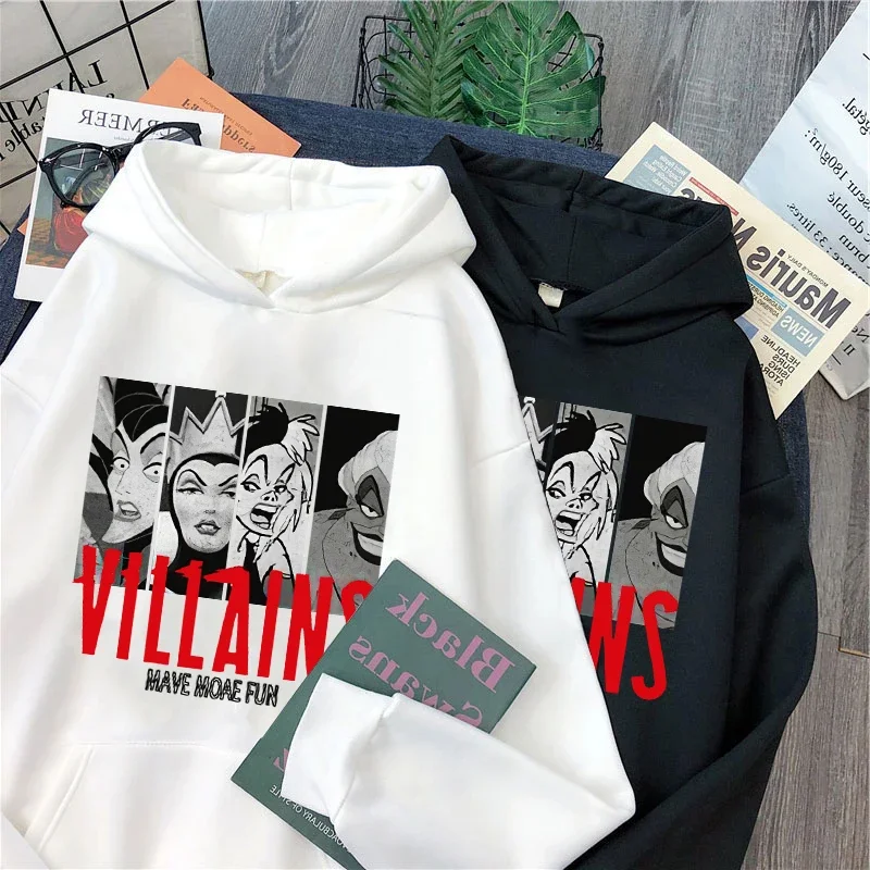 Disney Villain Graphic Printed Sweatshirts Anime Clothes Hoodie Women Clothing Winter Harajuku Long Sleeve Hoodies