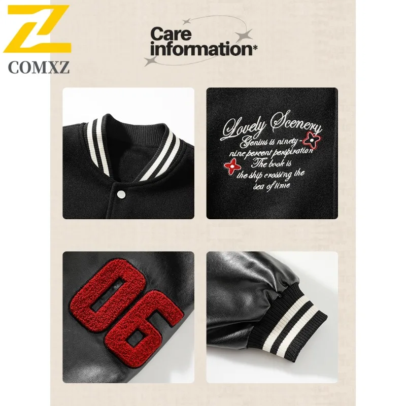  سترة بيسبول كلاسيكية للرجال من COMXZ معطف خريفي على الطراز الأمريكي مقاوم للرياح ومقاوم للماء ومطرز ملابس خروج كبيرة الحجم #5