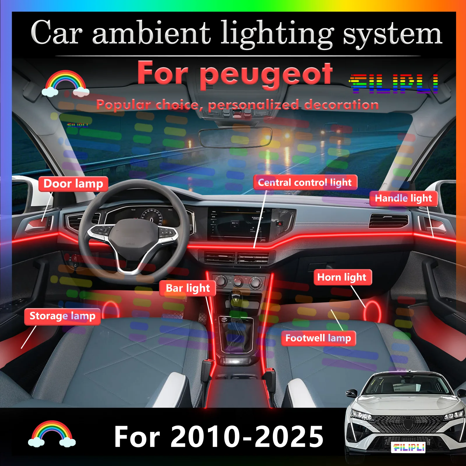 

For peugeot Auto LED Ambient Lighting - High Brightness, Low Power & Energy Star Certification
