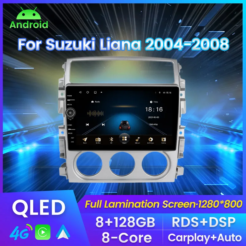 

QLED Screen Car Radio For Suzuki Liana 1 2004 - 2008 Multimedia Video Player Navigation GPS For Carplay Android auto DSP No 2din