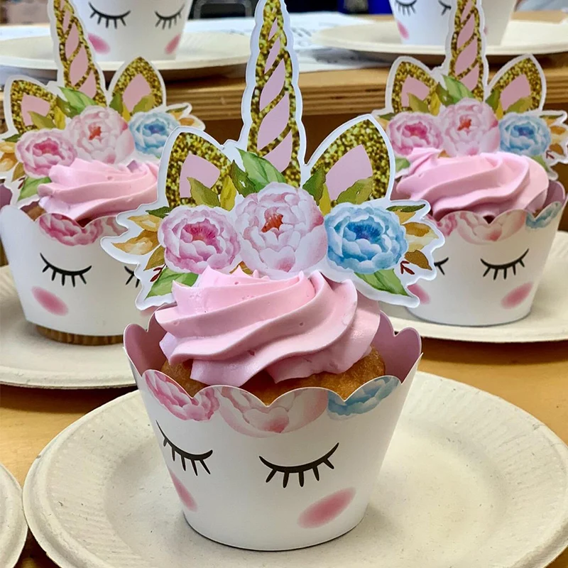 Jednorożec materiały urodzinowe dziewczęcy zestaw jednorazowe zastawy stołowe jednorożca z talerzami serwetki baner Baby Shower artykuły na przyjęcia — zdjęcie 7