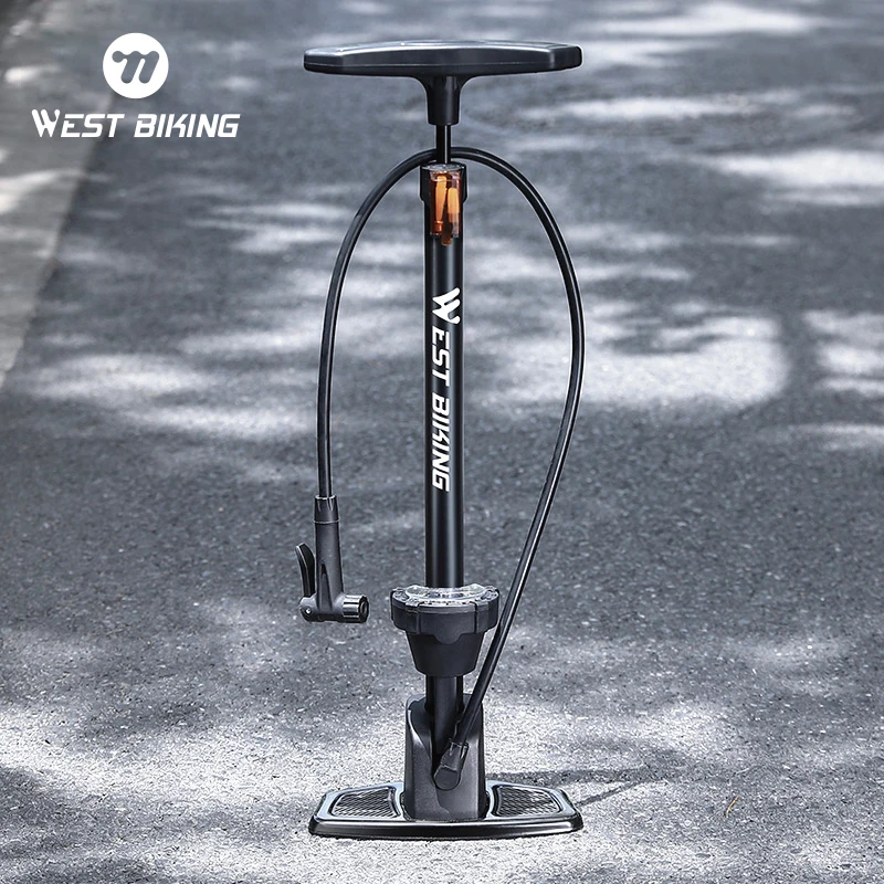 WEST BIKING 160 Bicycle Floor Pump With Pressure Gauge Labor-Saving Aluminum Alloy Tire Inflator For MTB Road Bike E-Bike