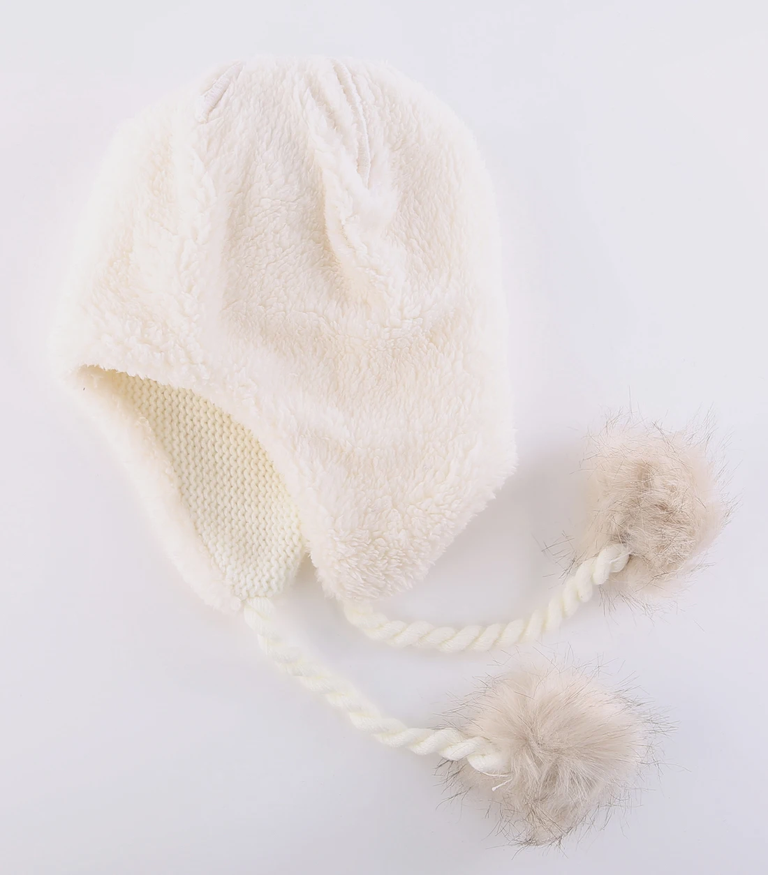 Connectyle Girls Cute Soft Sherpa Lined Skull Cap With Earflaps Hats Kids Winter Warm Beanie Fuzzy Peruvian Hat With Pom-Pom