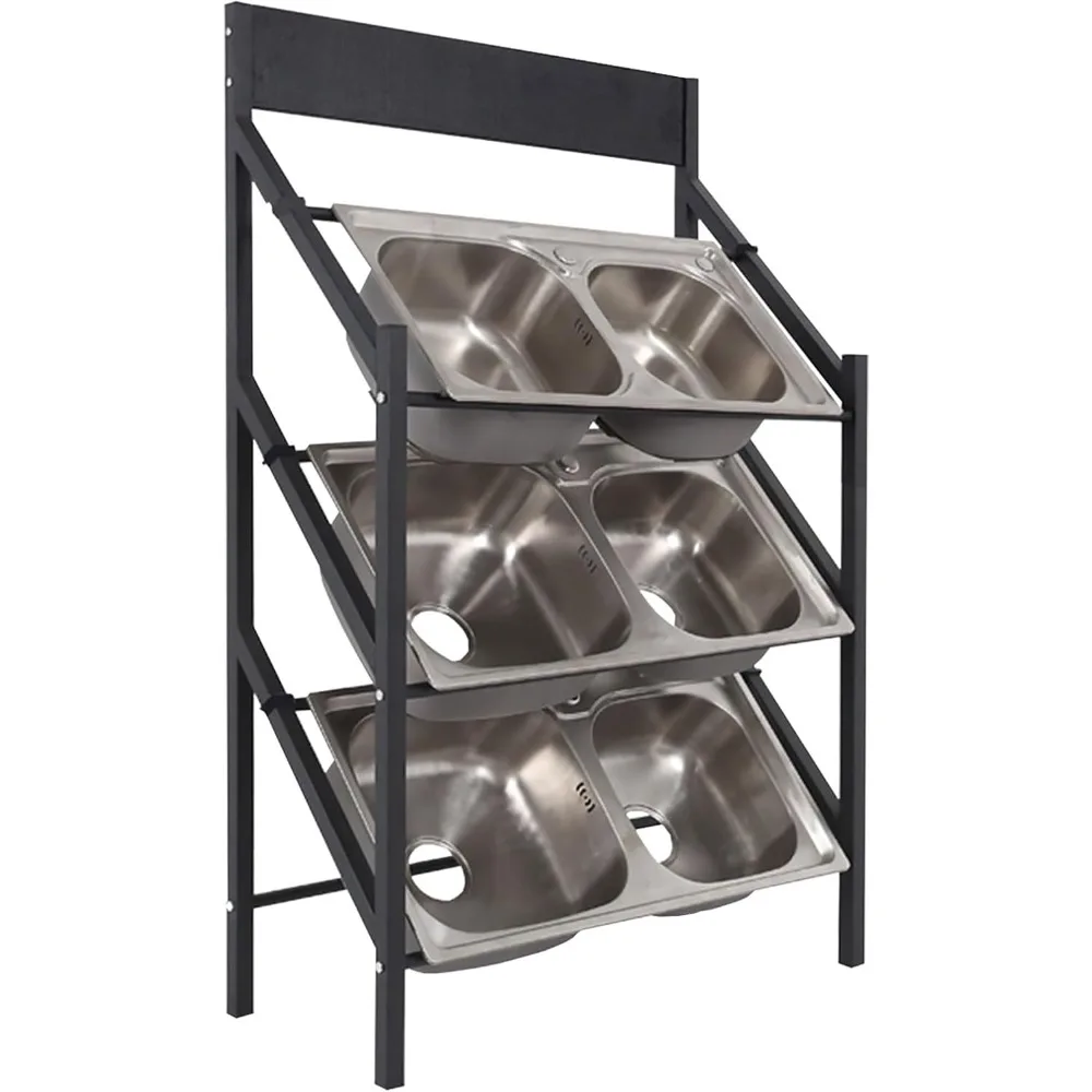 

Регулируемая трехъярусная стальная стойка для мытья рук для кухонных раковин — варианты прокатных, одинарных и двойных слотов