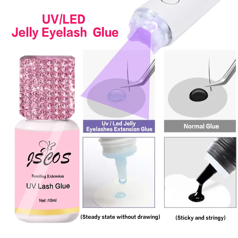 Blue Lashes Glue UV Lash Glue 10ml Eyelashes Extension Adhesive Long Lasting Fast Dry Korean Glue Strong Hold