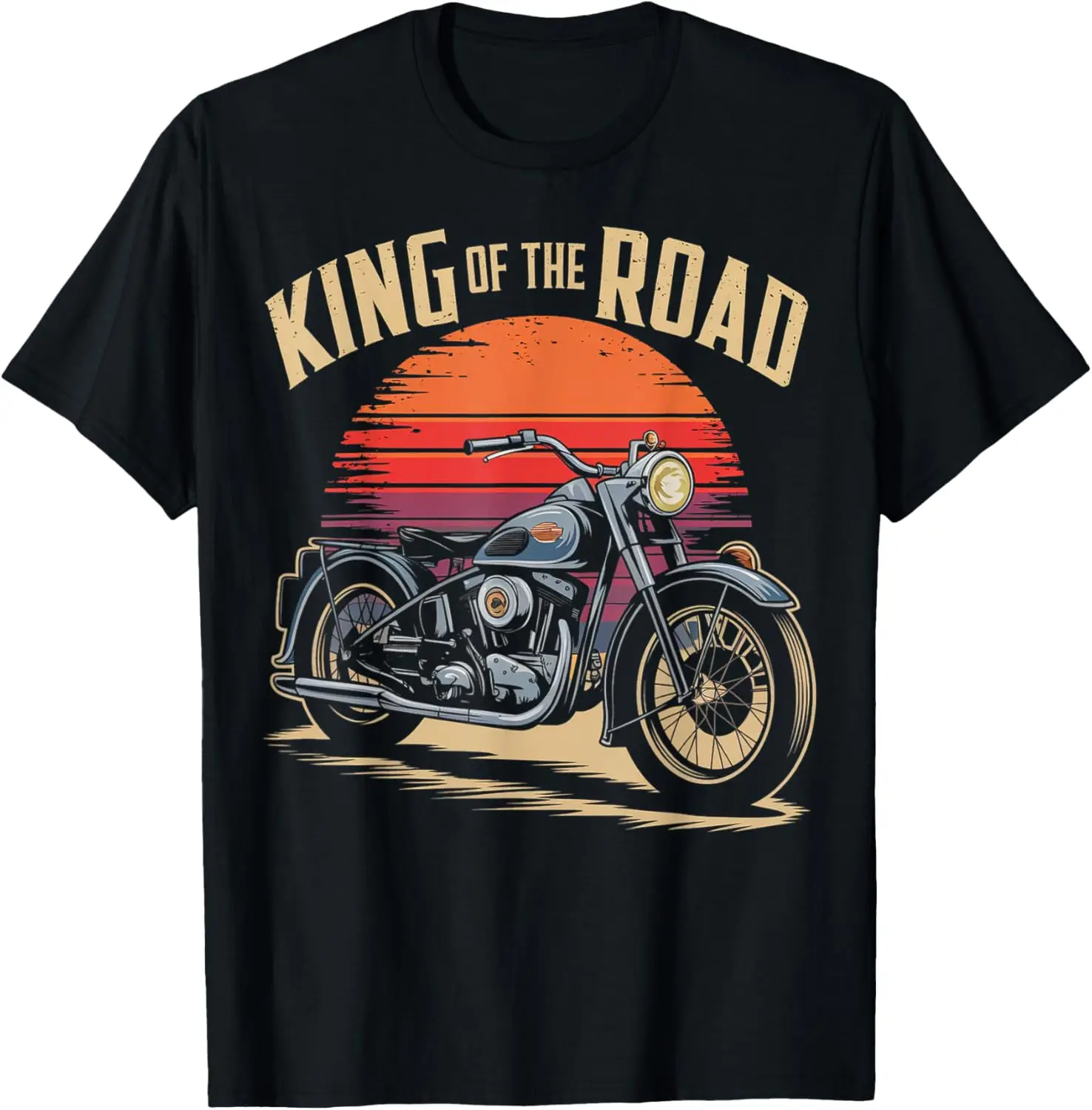 

King of the Road Motorcycle T-Shirt - Men's Unisex Adults,Short Sleeve, Crew Collar, Letter Print, T-Shirt Motorcycle
