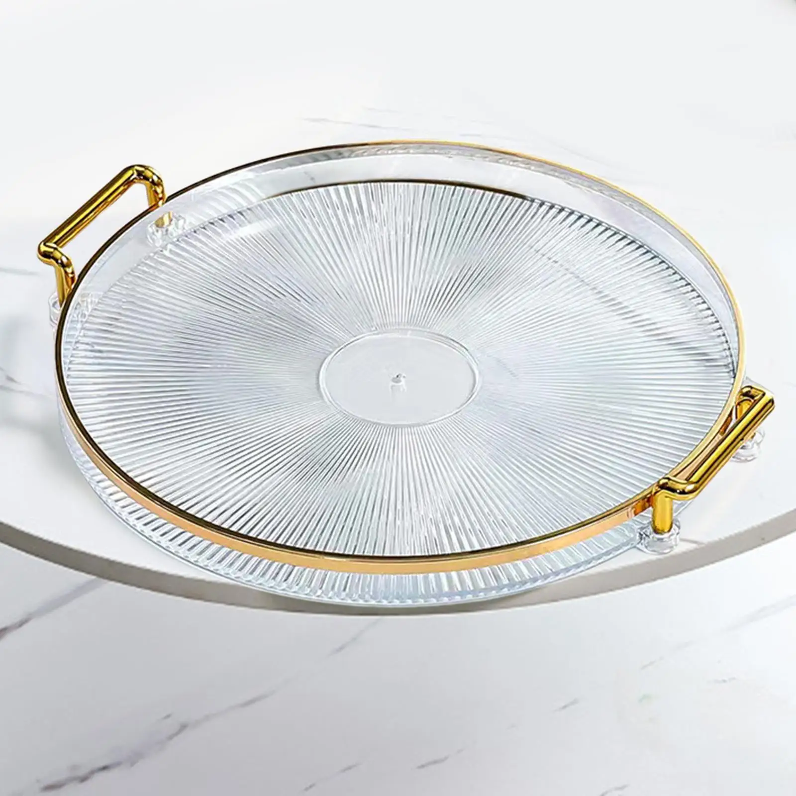 Nordic Style Serving Tray with Handles Round Vanity Tray for Office Living Room