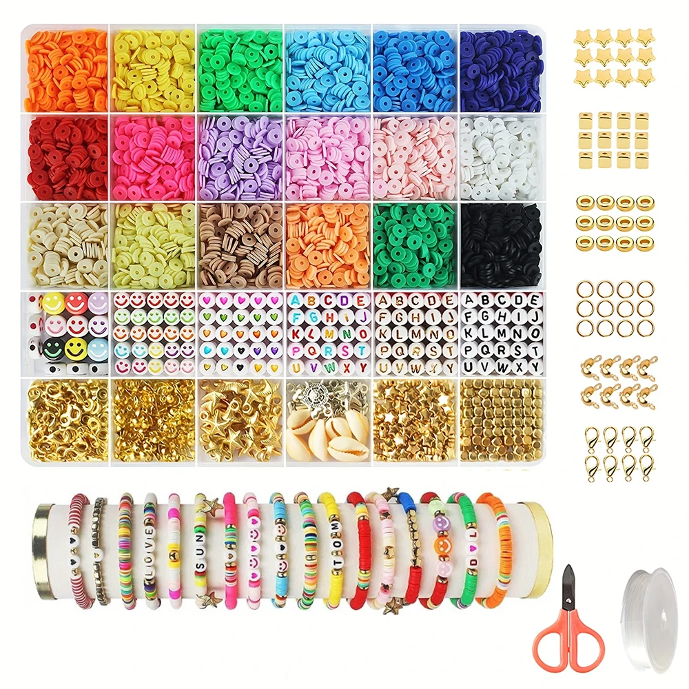 Assorted Polymer Clay Beads Kit for DIY Jewelry Making - Handmade Craft for Bracelet, Necklace, Earrings