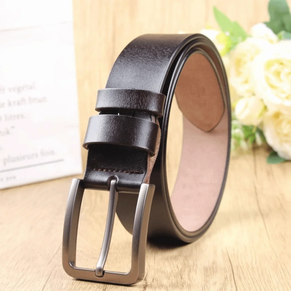 

Luxury Retro Men Belt Versatile Durable Leather Belt Classic Pin Buckle Belt Business Wear