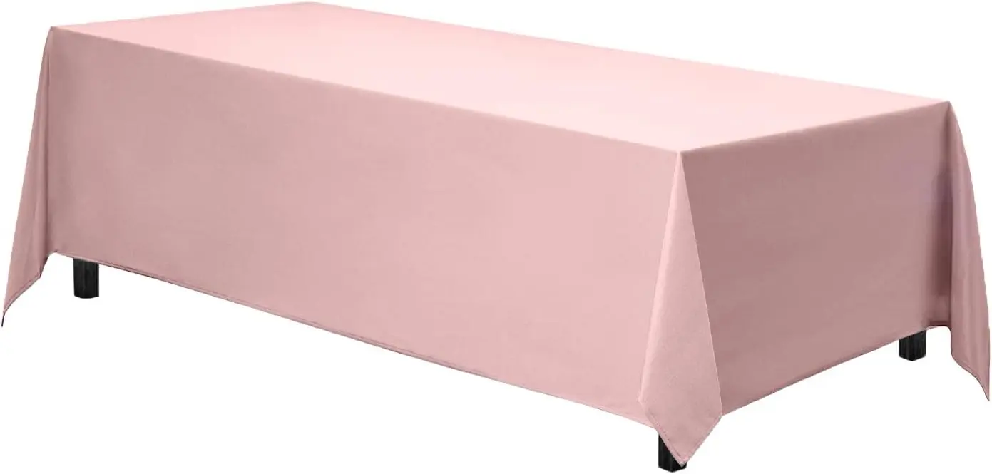 

Rectangle Tablecloth - 90 x 156 Inch Pink Table Cloth for 8 Foot Tables with Floor-Length Drop - Heavy Duty Washable Fab