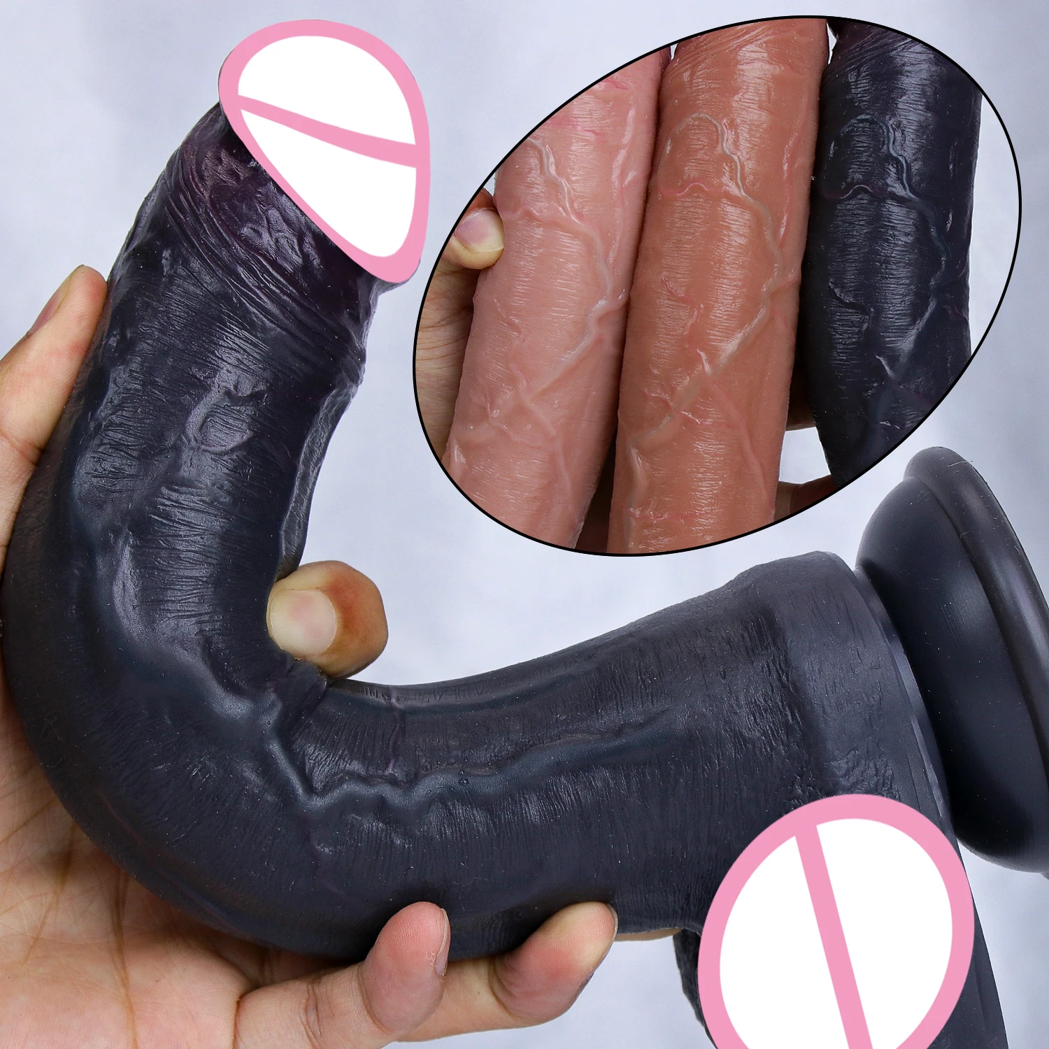 Big Black Double Silicone Realistic Dildo Masturbators Long Penis Soft Small Suction Cup Dick Anal Plug Sex Toy for Man Women