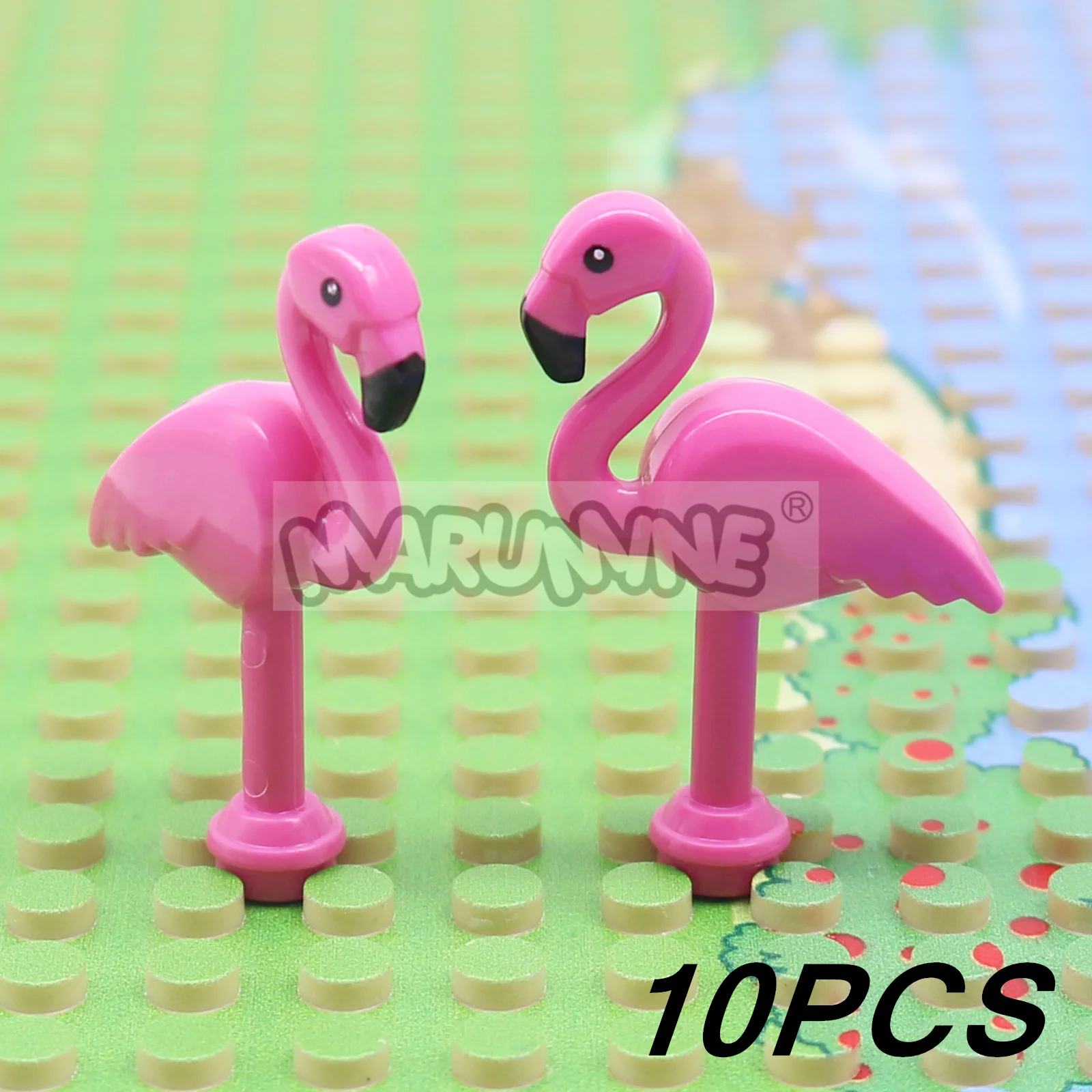 Marumine Bausteine Tiere Flamingo Kompatibel mit 67388 MOC Dschungelwald Zoo DIY Ziegel Modell Teile Zubehör