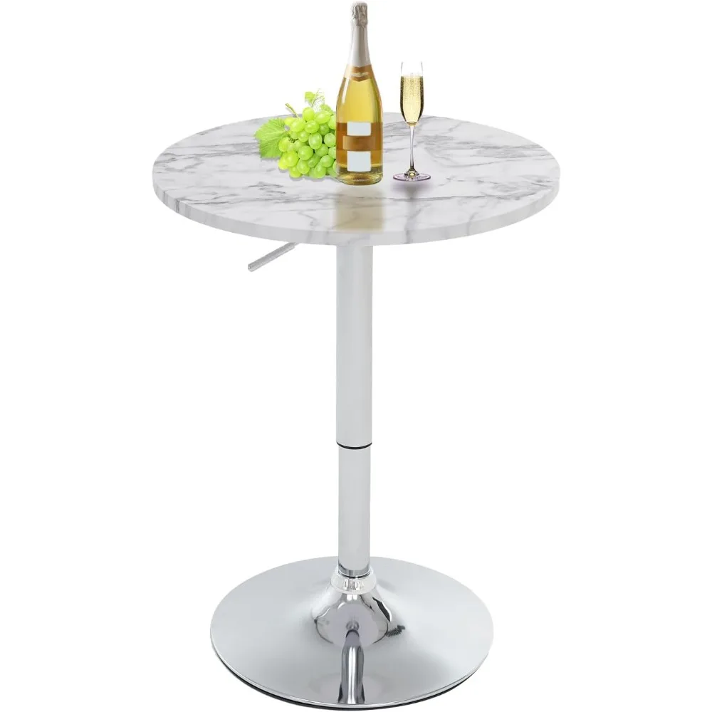 

Round Bar Table Height Adjustable with MDF Top, 23.6" Small Breakfast Dining Tables Modern Cocktail Bar Table with 360 Swivel fo