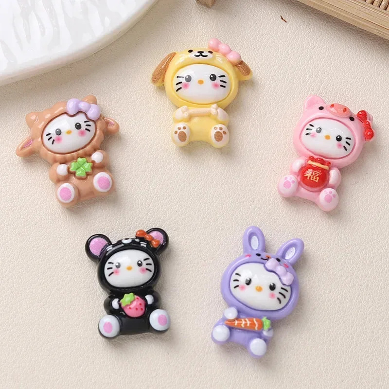 5pcs 만화 DIY 수지 액세서리 쥬얼리 조디악 새끼 고양이 수지 플랫 백 수제 머리핀 휴대 전화 케이스 신발 버클 매력