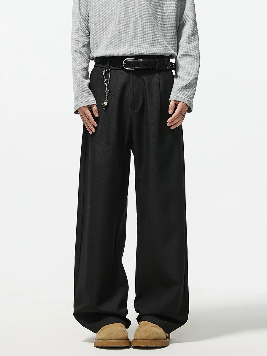 

Bla Casual Men's Wide Leg Pants Spring Autumn Drapey Straight Cut American High-End Feel CleanFit Long Trousers