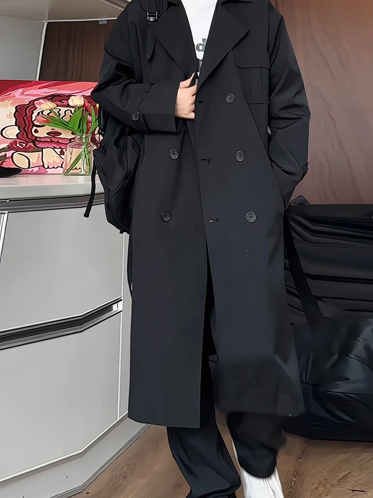 

Двубортное пальто Bla ort Cthulhu Civilian в корейском стиле для мужчин, весна-осень, из полиэфирного волокна