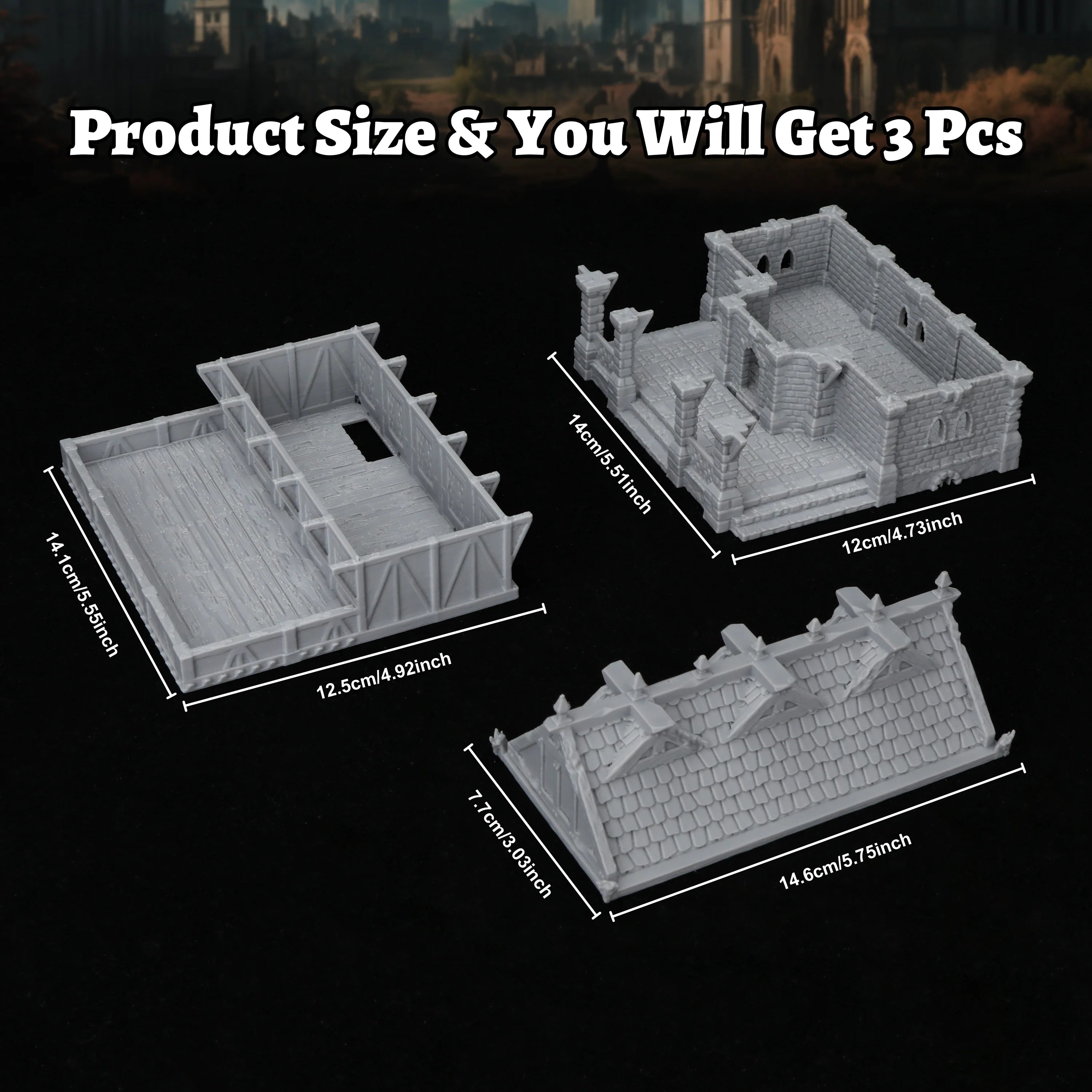 TTRPG Miniature Building Terrain Noble House, Fantasy Royal Castle Town Scenery Model for Tabletop Role Play Game
