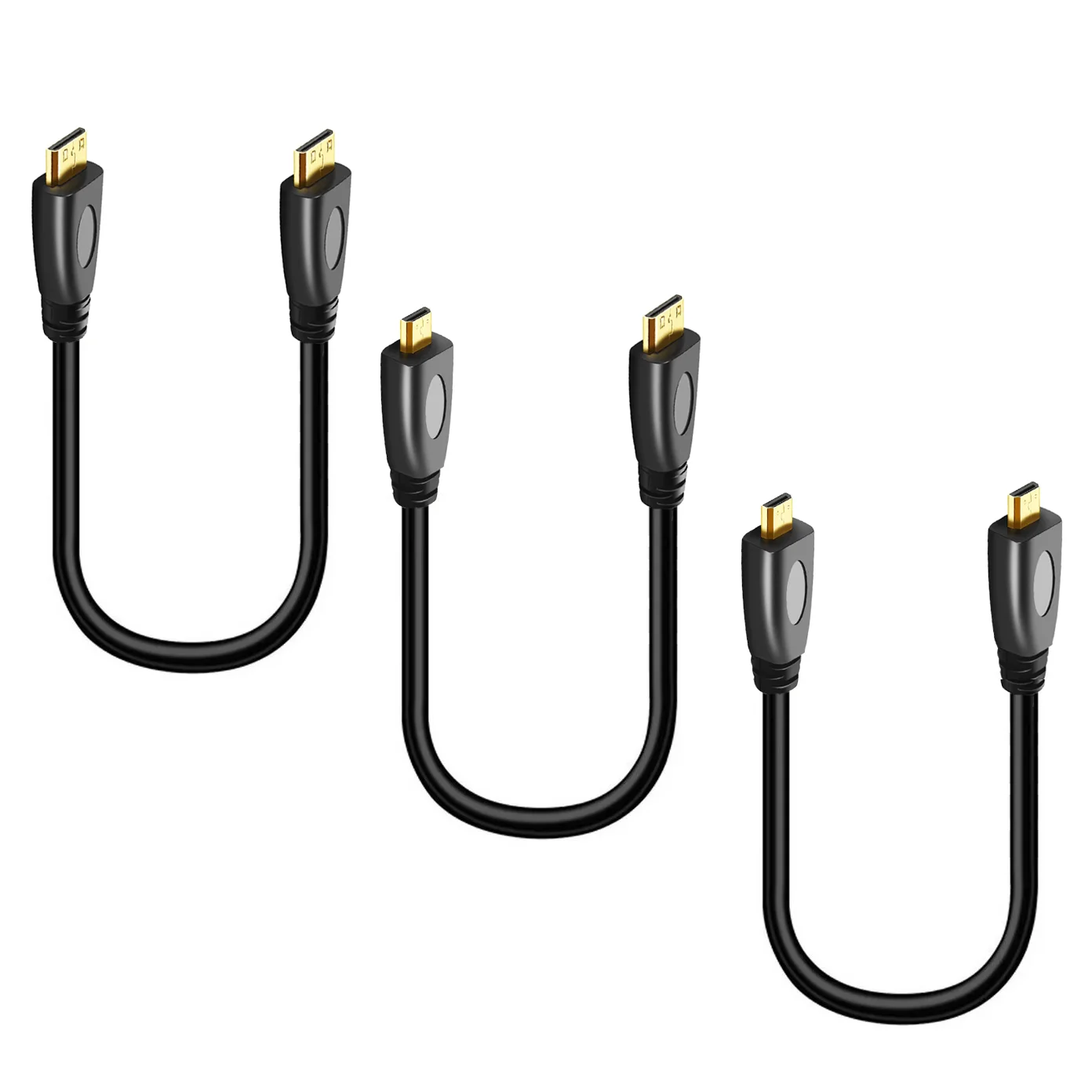 Micro HDMI-compatible to Mini HDMI-compatible C/D Type Adapter Cable for Raspberry Pi 4 Tablet Camera Camcorder Portable Monitor