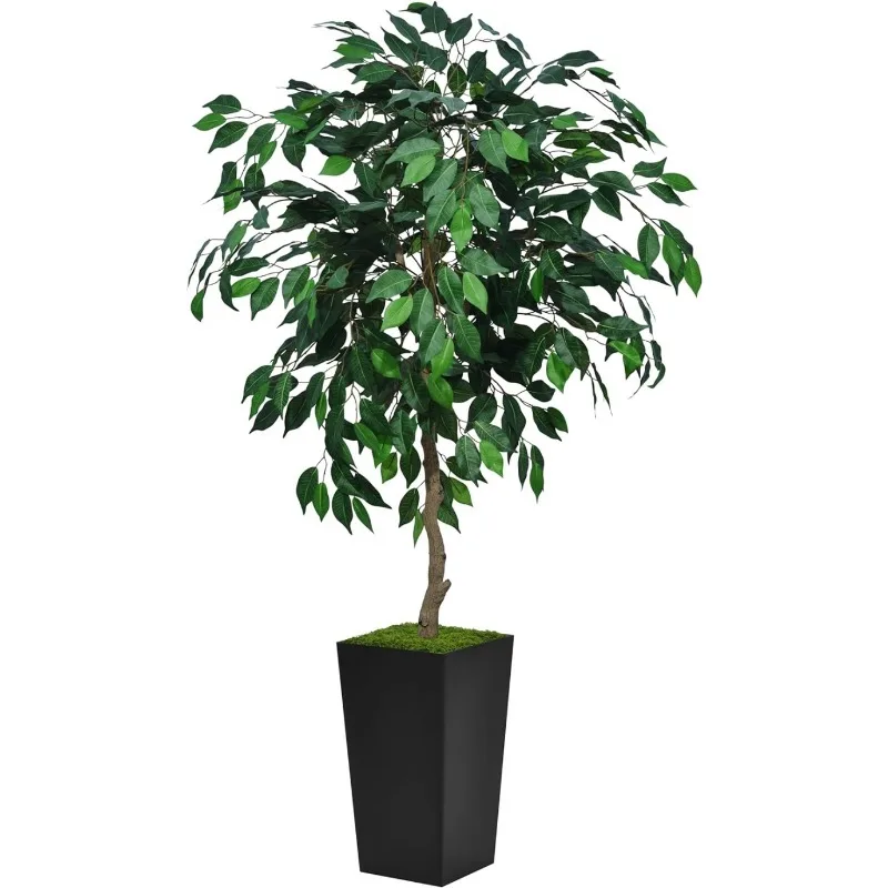 

Artificial Ficus Tree - Faux Indoor Tree with Tall Planter - Fake Ficus Floor Plant in Pot - Artificial Silk Tree for Home