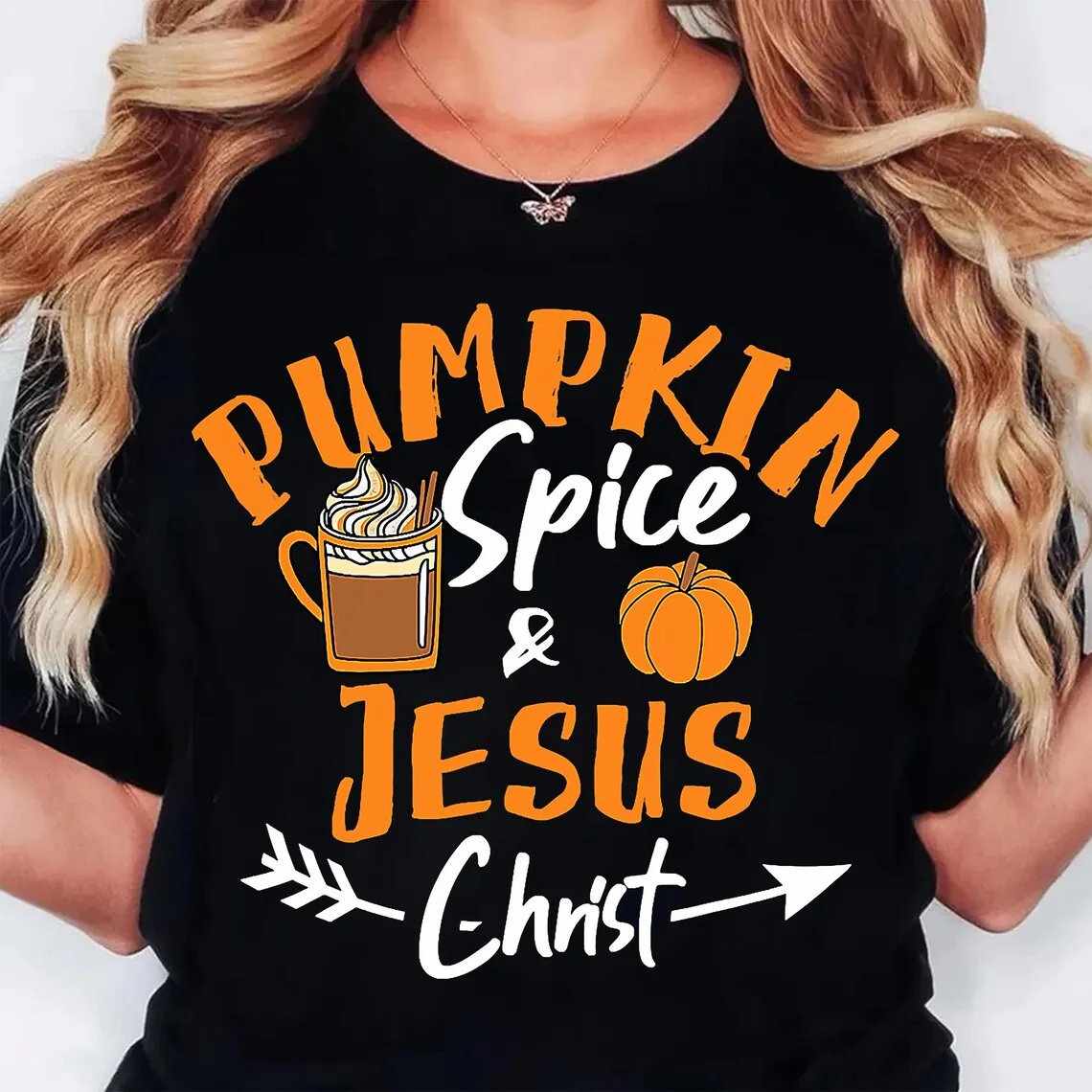 Camisetas de especias de calabaza y Jesucristo, ropa de calle, camisetas gráficas de manga corta para hombres y mujeres, camisetas Unisex Harajuku con estilo