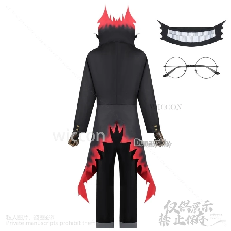 Anime Dandadan Cosplay Okarun Ken Costume Black Red Uniform Glasses Wigs 3D Mask Props For Halloween Christmas Man Cos