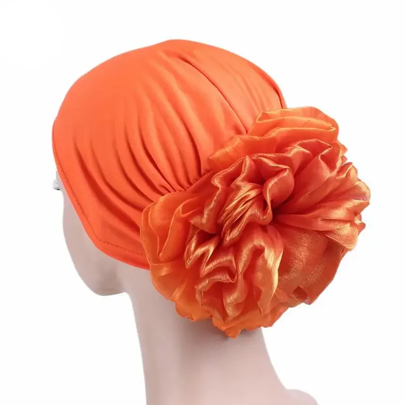 Big Flower Turban Women Muslim Hijab Hat Beanies Bonnet Cancer Chemo Cap Stretch Headscarf Hair Loss Head Wrap Turbante Mujer