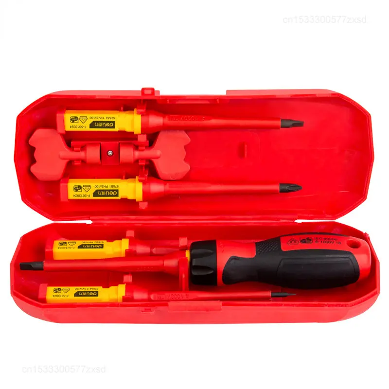 Xiaomi Deli Insulated Screwdriver Set 7PCS Magnetic Magnetic Screw Driver Phillips Slotted Bits Electrician Repair Handle Tools