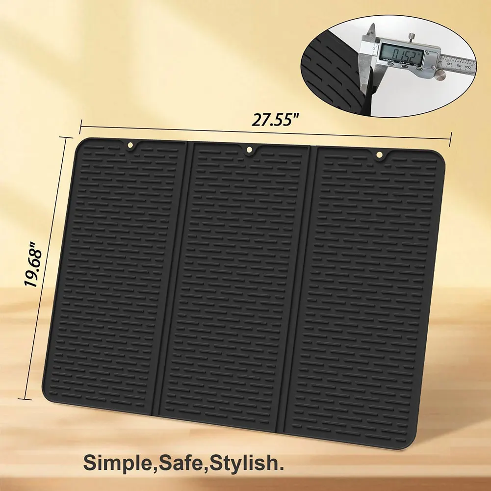 

Silicone Tri-Fold Stove Mat Heat Insulation Induction Cooker Top Cover Non-Slip Drying Mat Stove Draining Mat