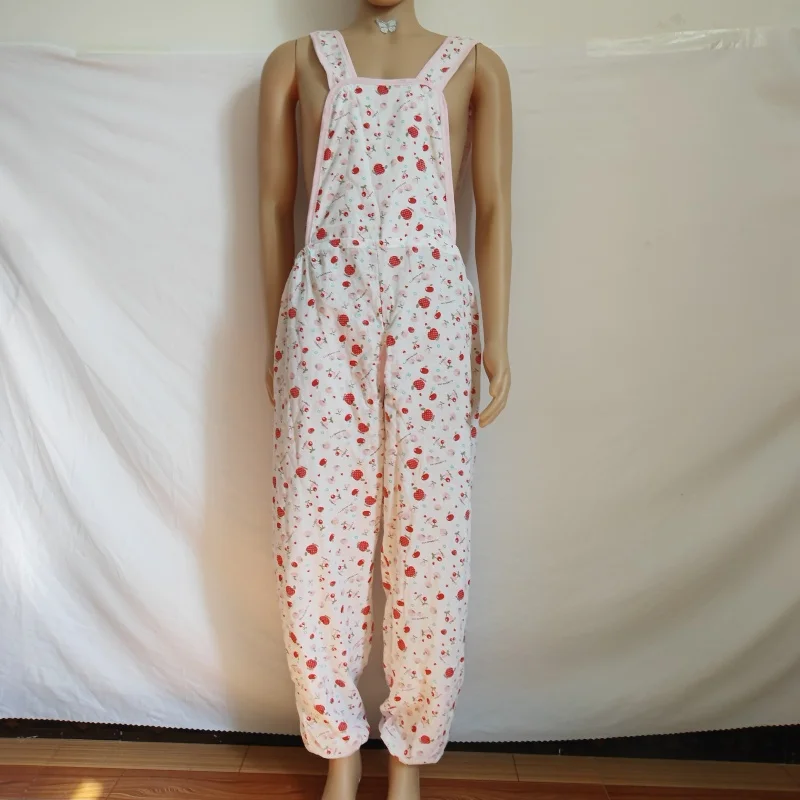 

Удобный комбинезон для пар из чистого хлопка с мультяшным рисунком, комбинезон на подтяжках для взрослых и детей, штаны с открытой промежностью, спальные штаны ABDL