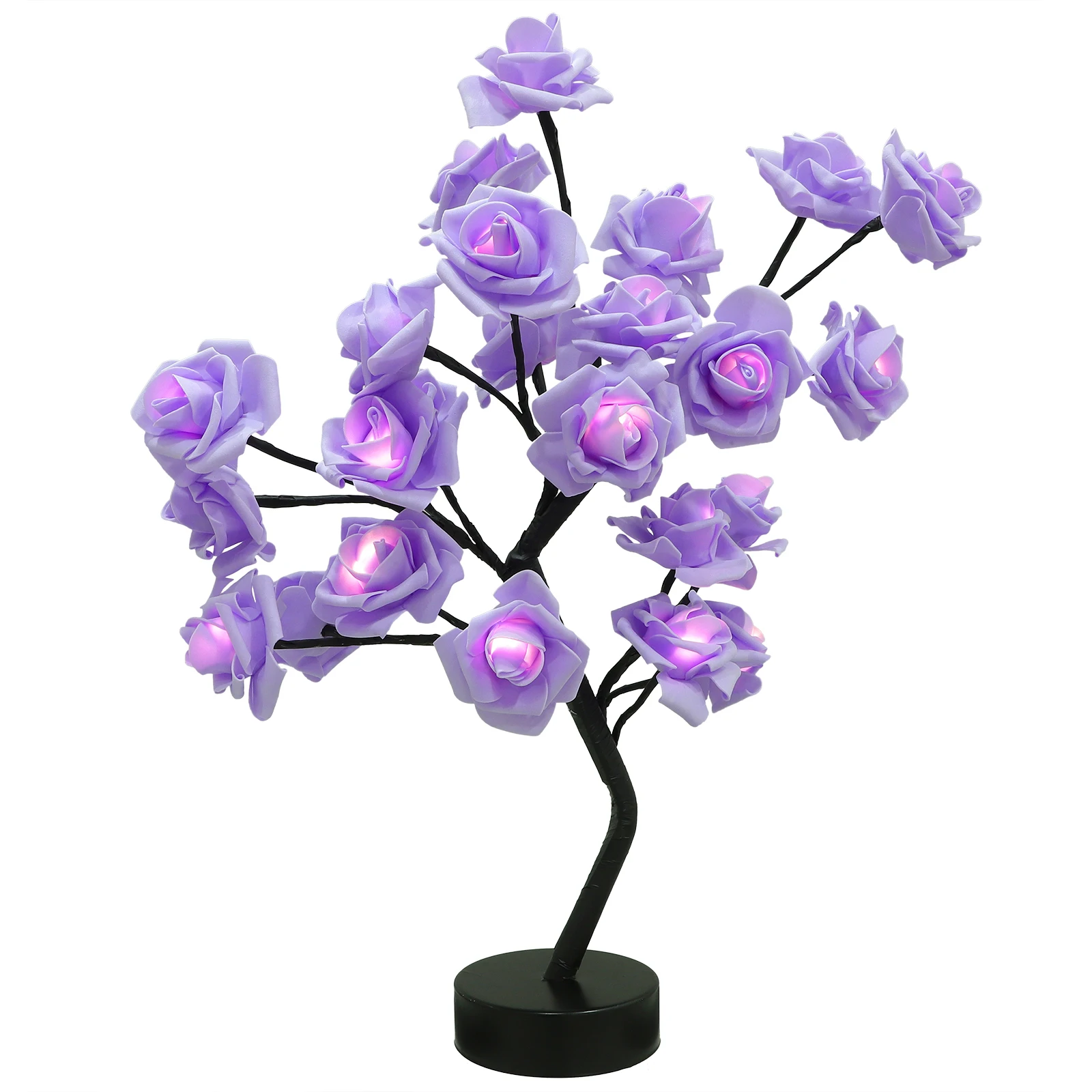 

Rose Lantern Gifts Indoor Purple Plastic Table Lamps Roses Tree Light Warm Atmosphere Stylish Decor Led Flowers LightsFlower