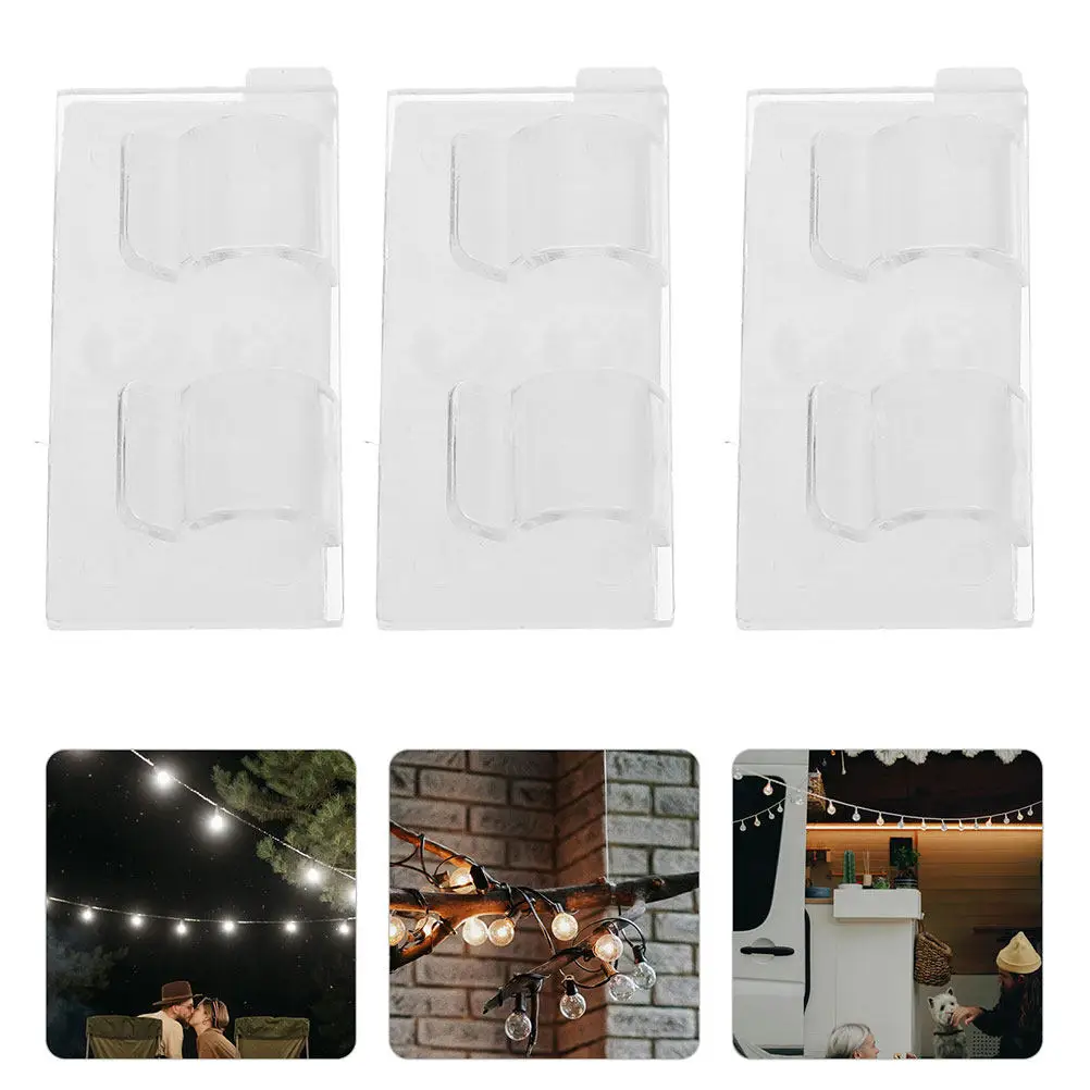 30Pcs Patio Light Clips Transparent Self Adhesive Outdoor Wire Clips Heavy Duty Cord Retainers Stick on Cable Holders for String