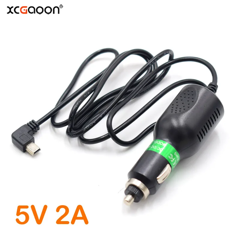 5V 2.0A Mini USB Autolader Adapter voor Dashcam Autocamera DVR Recorder Radar Detector GPS Navigator, Draadlengte 1,2 meter