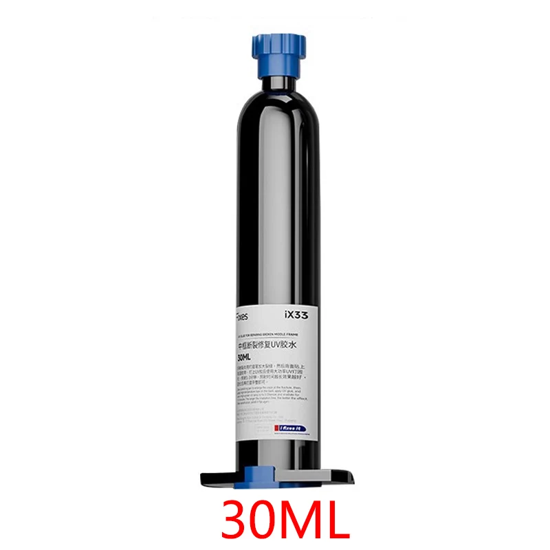 IX33 10ML/30ML 투명 다기능 하드 UV 경화 접착제 휴대 전화 노트북 DIY 모델 수리 접착제에 대한 빠른 경화
