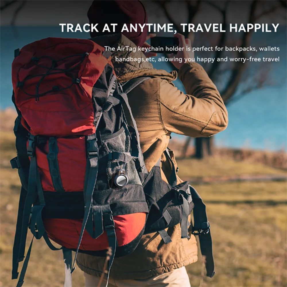Penyangga AirTag GITFOS untuk Apple AirTag dengan Tali Kawat Baja dan Pelindung 360 Derajat untuk Koper, Ransel, dan Kunci