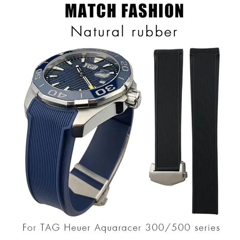 สำหรับ TAG Heuer Aquaracer สายรัดข้อมือกีฬาขนาด43มม. 41มม. สายรัดยางขนาด22มม. 20มม. Tali Jam Tangan silikon