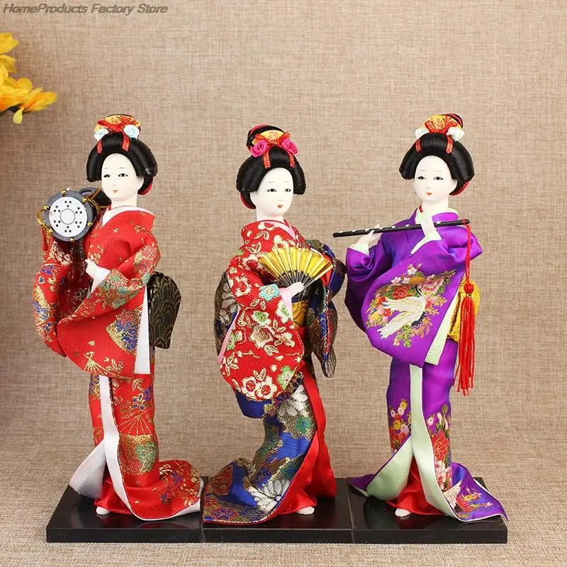 Japanese Lovely Geisha Figurines Dolls With Beautiful Kimono Home Desktop Decor Miniatures Geisha Ornaments Collection Gift