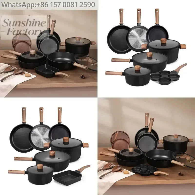 Aluminum Non-Stick Eco-Friendly Healthy 10-Piece Cookware Set with Glass Lids for Multi-Purpose Indoor/Outdoor Cooking